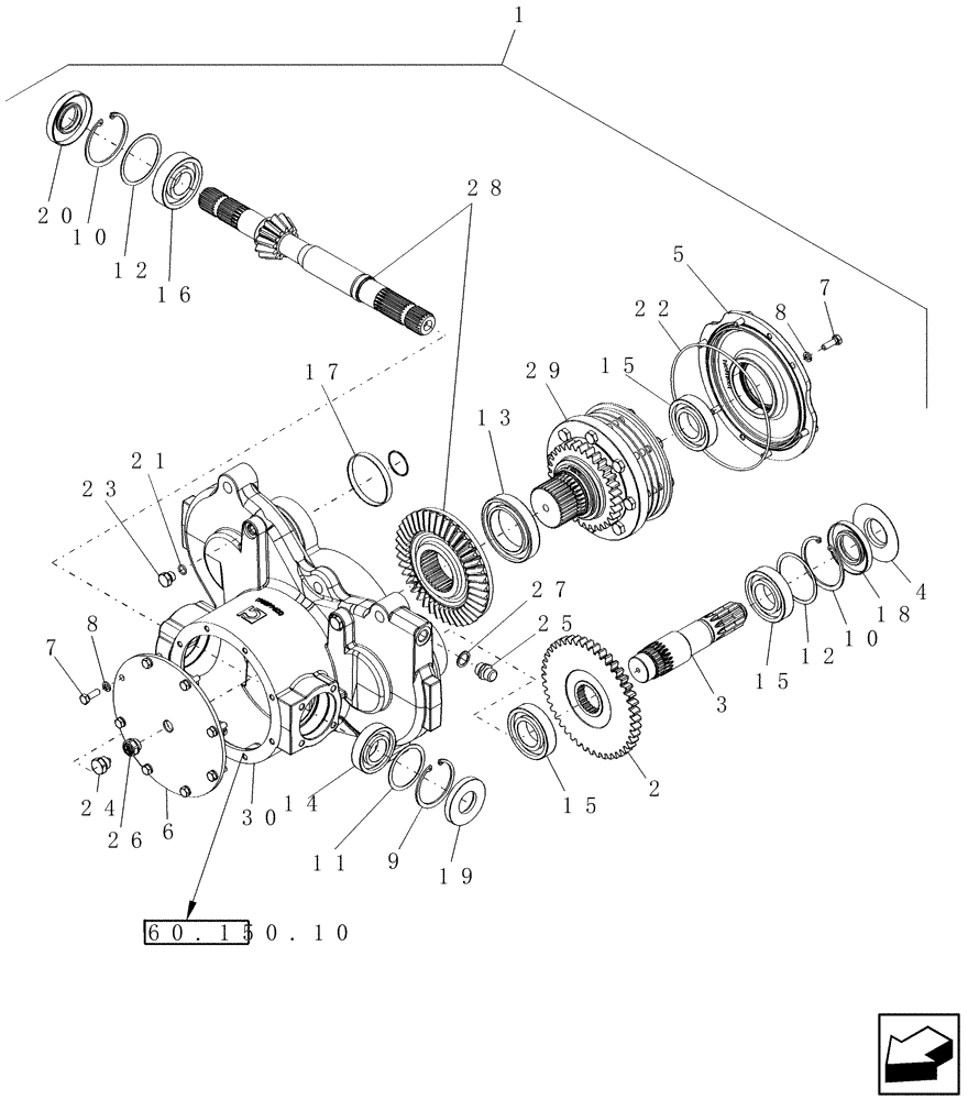 Схема запчастей Case IH 8120 - (60.150.03[01]) - GEARBOX, FEEDER CONVEYOR DRIVE, WITHOUT ROCK TRAP, BSN YAG209363 (60) - PRODUCT FEEDING