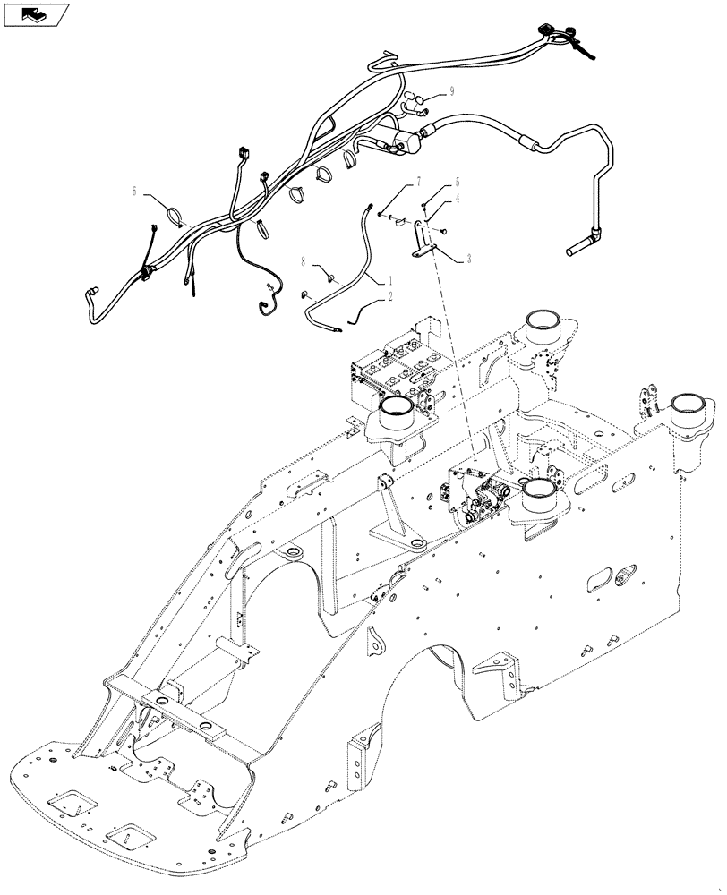 Схема запчастей Case IH QUADTRAC 450 - (41.200.05) - EMERGENCY STEERING PUMP WIRING LAYOUT - EUROPE ONLY (41) - STEERING