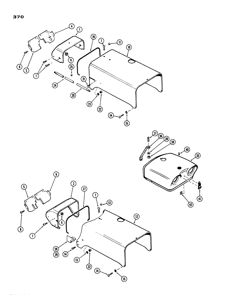 Схема запчастей Case IH 830-SERIES - (370) - HOOD AND GRILL CAP, USED PRIOR TO TRAC. S/N 8201146 (09) - CHASSIS/ATTACHMENTS