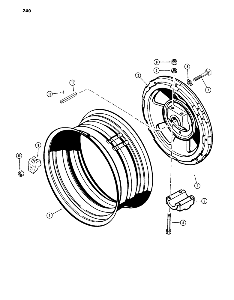 Схема запчастей Case IH 870 - (240) - DUAL REAR WHEELS, CAST WITH 34 INCH RIMS, USED WITH 3-3/16 INCH DIAMETER AXLE (06) - POWER TRAIN