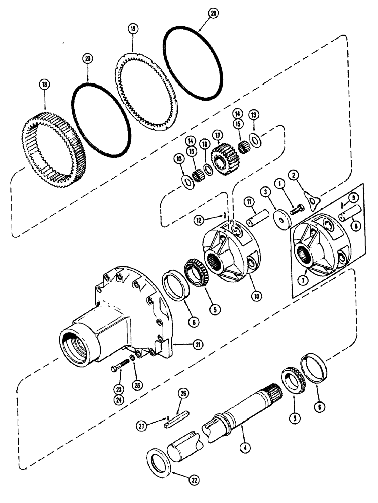 Схема запчастей Case IH 1370 - (126) - REAR AXLE HOUSING AND PLANET GEARS, 3-1/2 INCH DIAMETER AXLE SHAFT (06) - POWER TRAIN