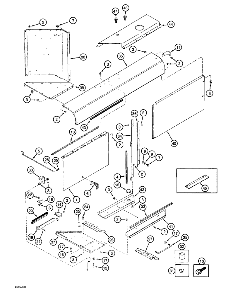 Схема запчастей Case IH 2166 - (2-13A) - ROTARY AIR SCREEN CHUTE, COMBINE P.I.N. JJC0180000 AND AFTER (01) - ENGINE