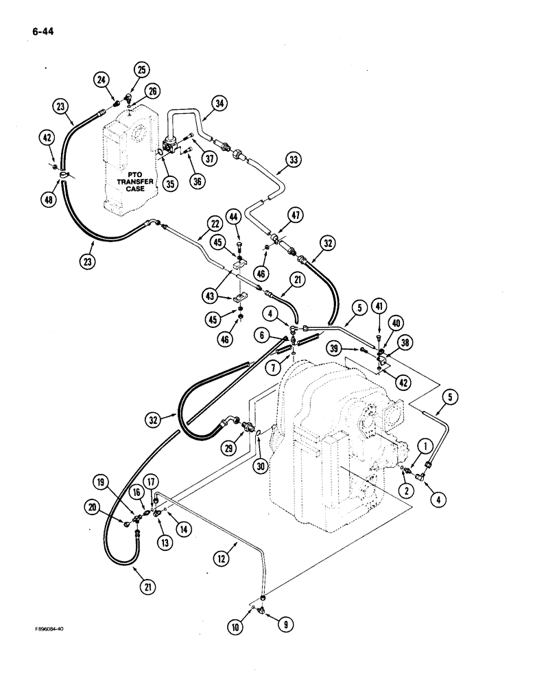 Схема запчастей Case IH 9150 - (6-044) - TRANSMISSION LUBRICATION, TRANSMISSION TO PTO TRANSFER CASE, IF EQUIPPED (06) - POWER TRAIN