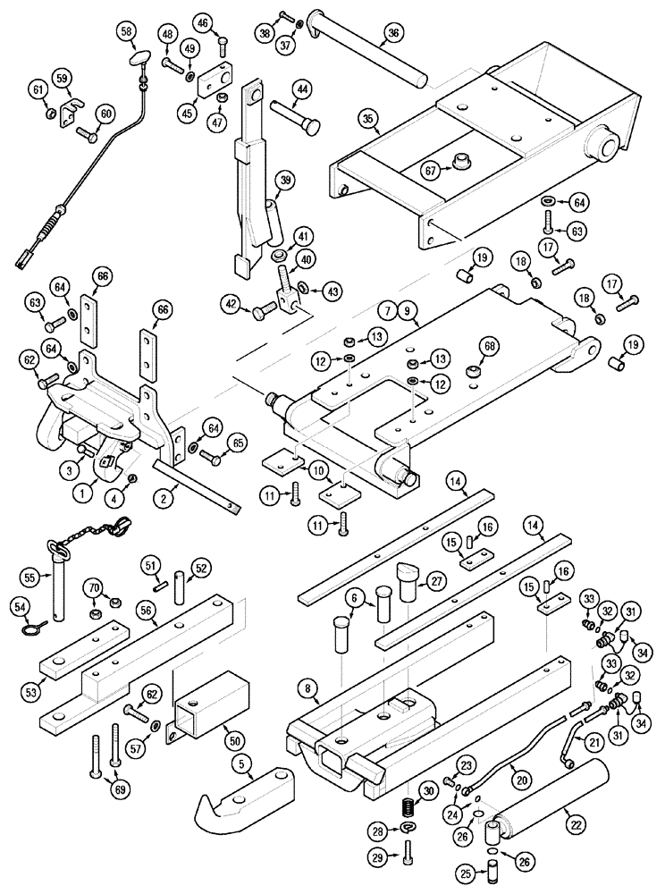 Схема запчастей Case IH MX90C - (09-75) - TRAILER HITCH, TRIMA, FOR SCANDINAVIA (09) - CHASSIS