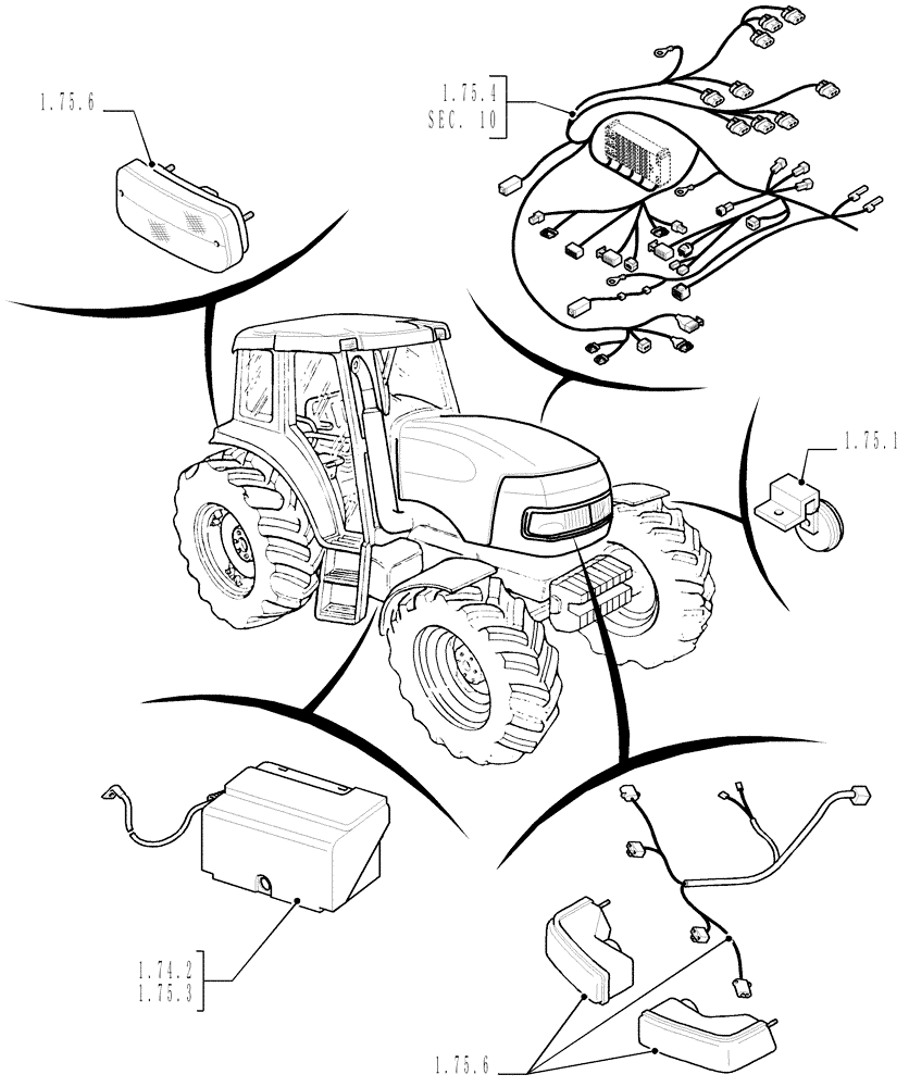 Схема запчастей Case IH MAXXUM 140 - (1.74.1) - SEC. 06 - ELECTRICAL SYSTEM (06) - ELECTRICAL SYSTEMS