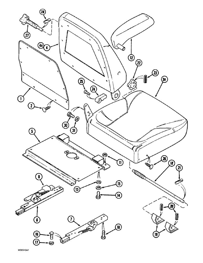 Схема запчастей Case IH 1688 - (9G-32) - AIR SUSPENSION SEAT, CUSHIONS AND SLIDES (10) - CAB & AIR CONDITIONING