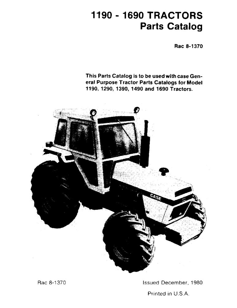 Схема запчастей Case IH 1190 - (01A) - 1190 - 1690 TRACTOR SPECIAL EQUIPMENT SUPPLEMENT (00) - PICTORIAL INDEX