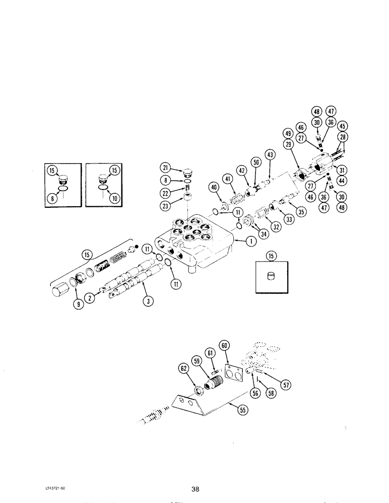 Схема запчастей Case IH L108 - (38) - HYDRAULIC CONTROL VALVE, VALVE MOUNTING (08) - HYDRAULICS