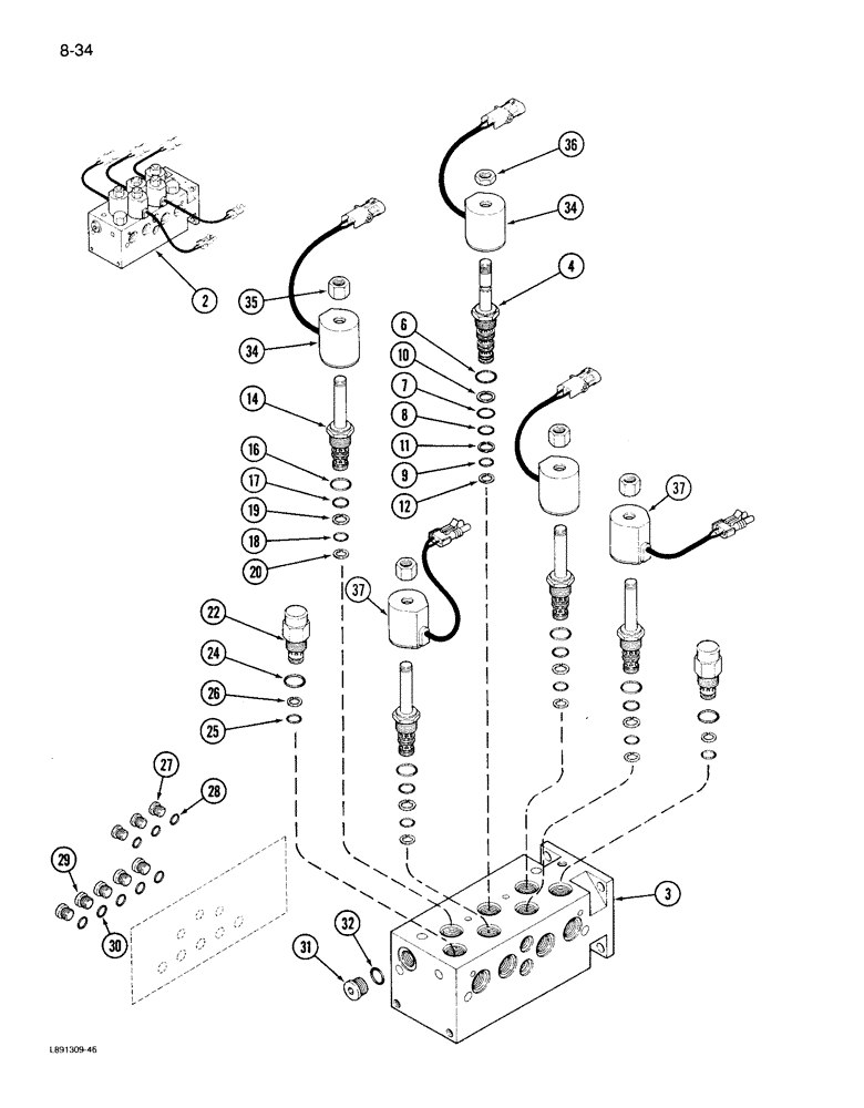 Схема запчастей Case IH 1822 - (8-34) - CLUTCH AND DRUM LIFT VALVE (07) - HYDRAULICS