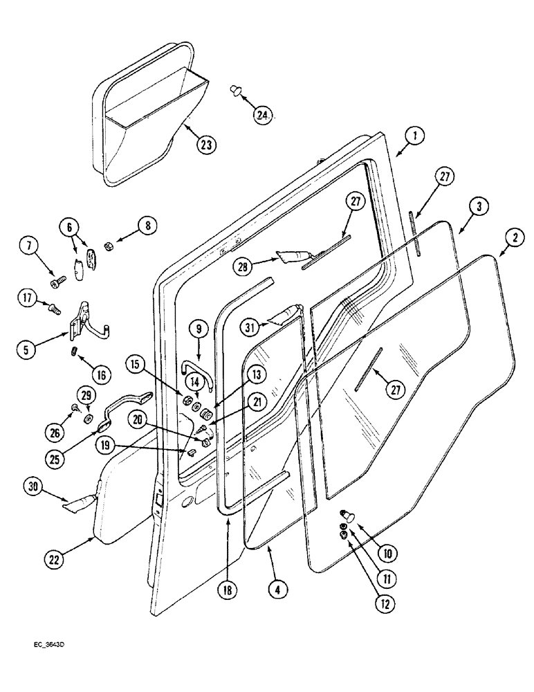 Схема запчастей Case IH 3230 - (9-038) - CAB, DOORS, WINDOWS AND TRIM (09) - CHASSIS/ATTACHMENTS