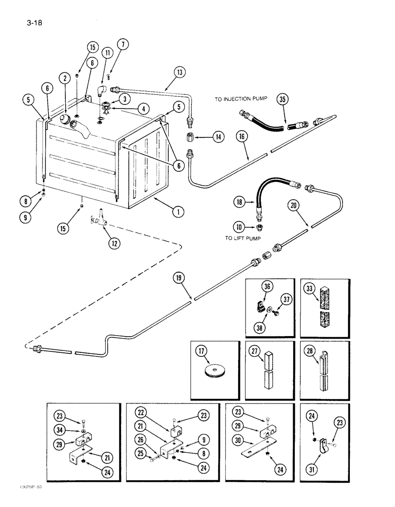 Схема запчастей Case IH 1822 - (3-18) - FUEL TANK AND LINES, 1822 COTTON PICKER (02) - FUEL SYSTEM