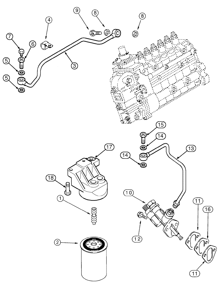 Схема запчастей Case IH MX120 - (03-02) - FUEL FILTER (03) - FUEL SYSTEM