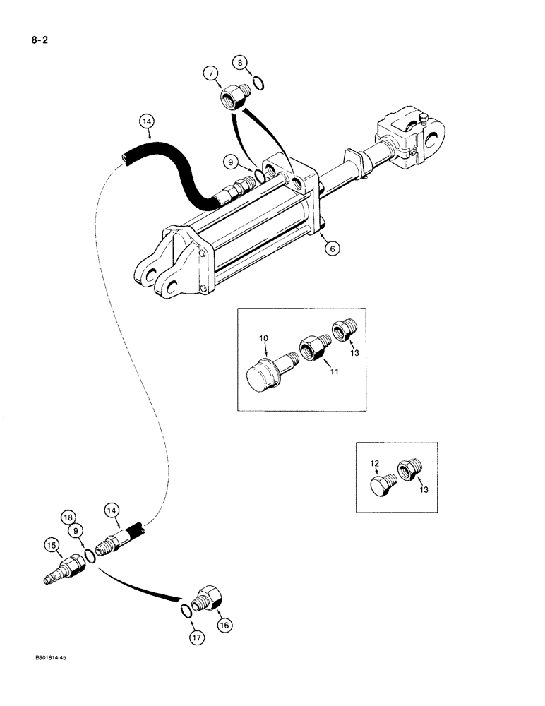 Схема запчастей Case IH 1100 - (8-02) - HYDRAULIC EQUIPMENT, HYDRAULIC CYLINDERS AND COUPLERS, 1100 MOWER (08) - HYDRAULICS