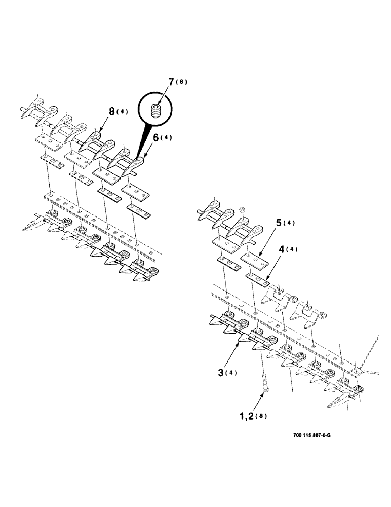 Схема запчастей Case IH 8340 - (9-08) - 2 STUB GUARD KIT, ADJ STUB ON STUB GUARD, 700115807 ADJ. STUD GUARD KIT COMPLETE (88) - ACCESSORIES