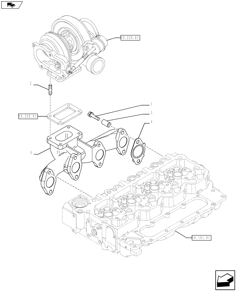 Схема запчастей Case IH F4DFE413C A004 - (10.254.05) - EXHAUST MANIFOLD (2854381) (10) - ENGINE