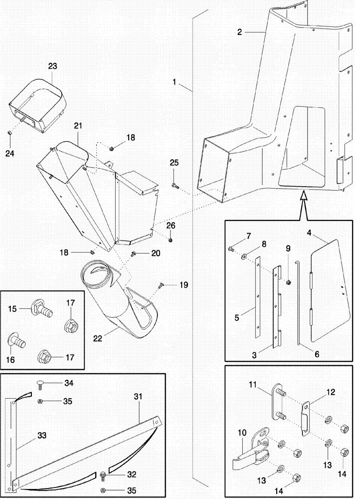 Схема запчастей Case IH 620 - (09C-01) - DRUM OUTLETS - FRONT - 6 ROW NARROW, NO. 1, 3, 4, AND 5 (15) - HANDLING SYSTEM