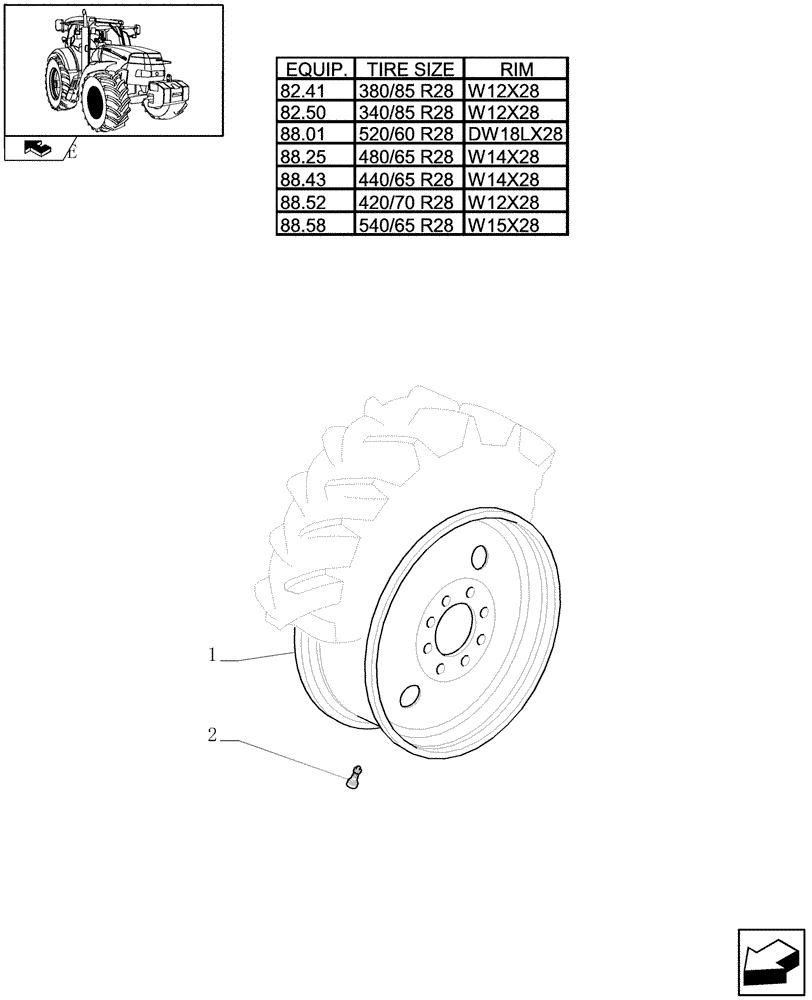Схема запчастей Case IH MAXXUM 140 - (82.00[01]) - FRONT WHEELS (11) - WHEELS/TRACKS
