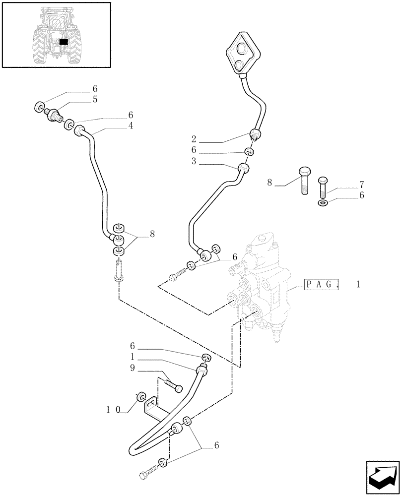 Схема запчастей Case IH JX95 - (1.82.7[03]) - (VAR.366-412) 1 CONTROL VALVE - PIPES (07) - HYDRAULIC SYSTEM