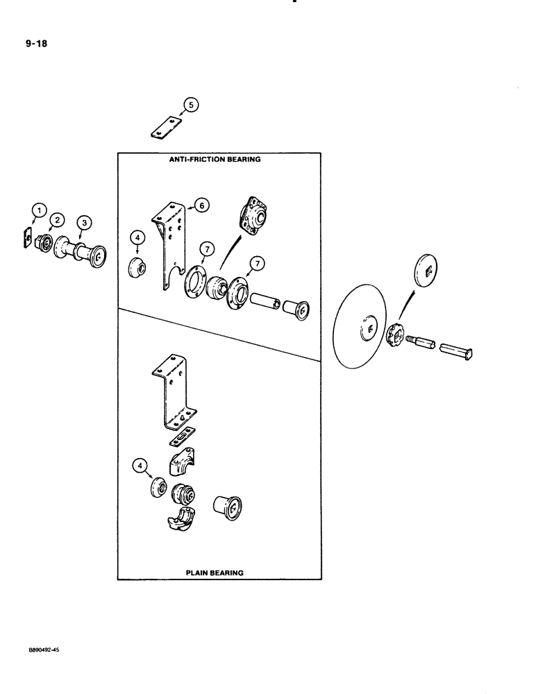 Схема запчастей Case IH 122 - (9-18) - DISK GANGS WITH PLAIN AND ANTI-FRICTION BEARINGS (09) - CHASSIS/ATTACHMENTS