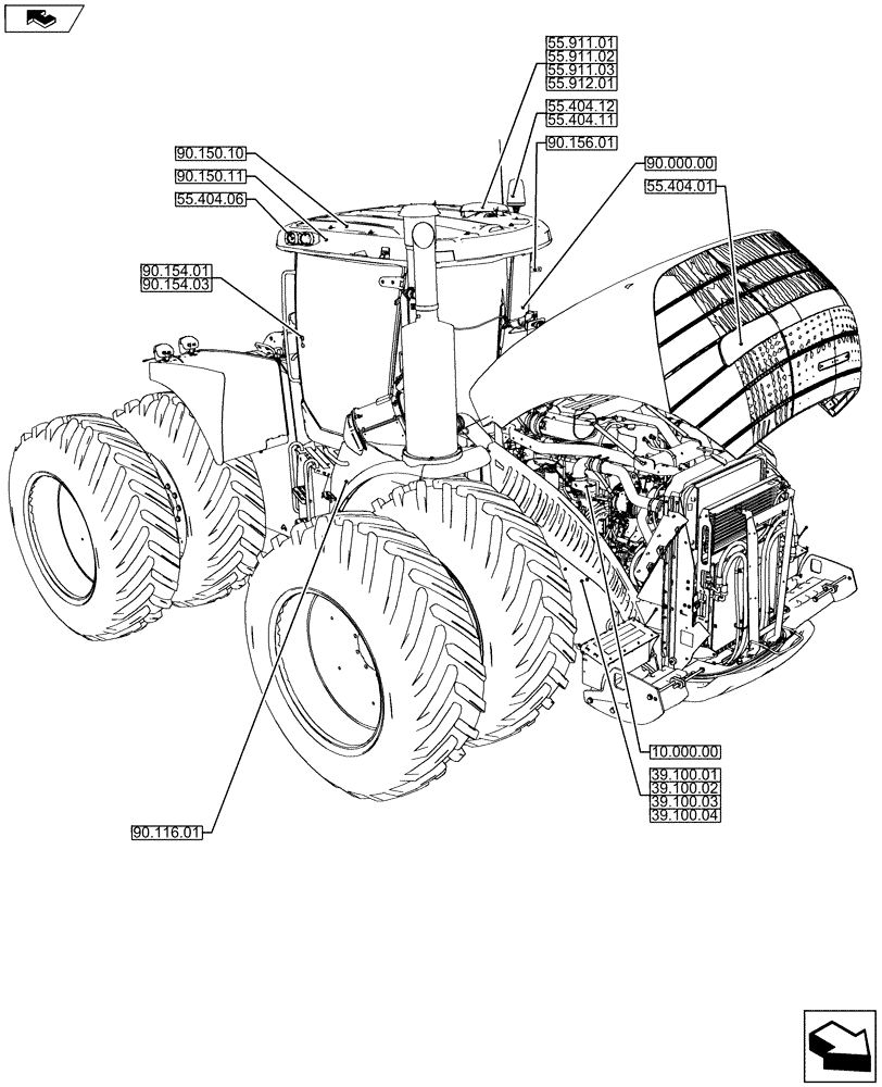 Схема запчастей Case IH STEIGER 500 - (00.000.04) - PICTORIAL INDEX-MAIN-WHEELED-FRONT (00) - GENERAL & PICTORIAL INDEX