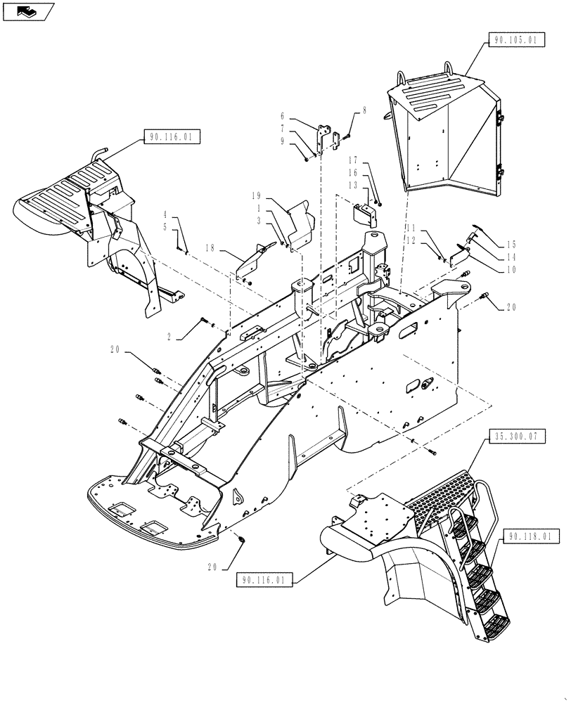 Схема запчастей Case IH STEIGER 600 - (39.100.01) - FRONT FRAME - WITHOUT SUSPENDED CAB - WHEELED (39) - FRAMES AND BALLASTING