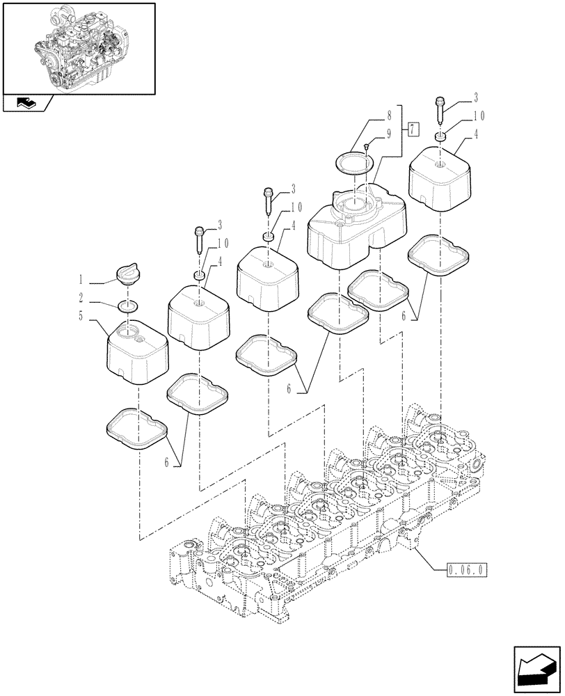 Схема запчастей Case IH F4GE9684B J604 - (0.06.3) - CYLINDER HEAD COVERS (2854233) 