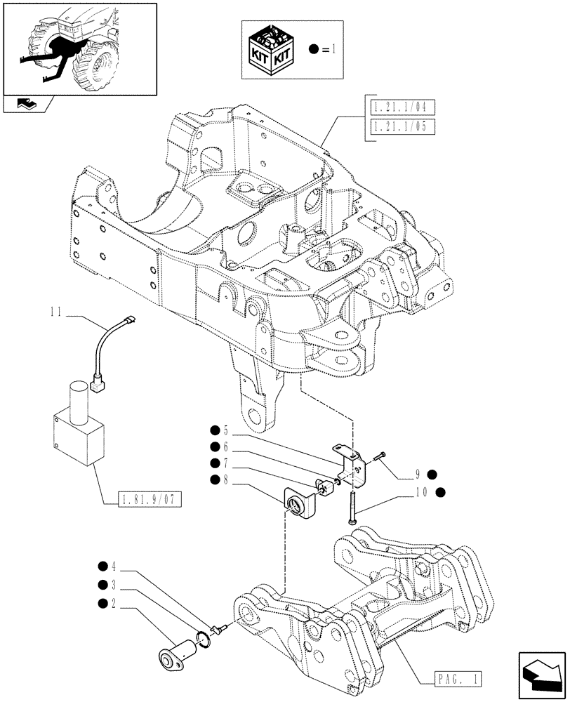 Схема запчастей Case IH PUMA 140 - (1.81.9/06[04]) - INTEGRATED FRONT HPL - TURN ANGLE SENSOR - D6519 (VAR.333648-334648-335648-336831-337831) (07) - HYDRAULIC SYSTEM