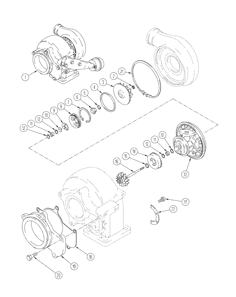 Схема запчастей Case IH CPX610 - (02-13) - TURBOCHARGER ASSEMBLY (01) - ENGINE