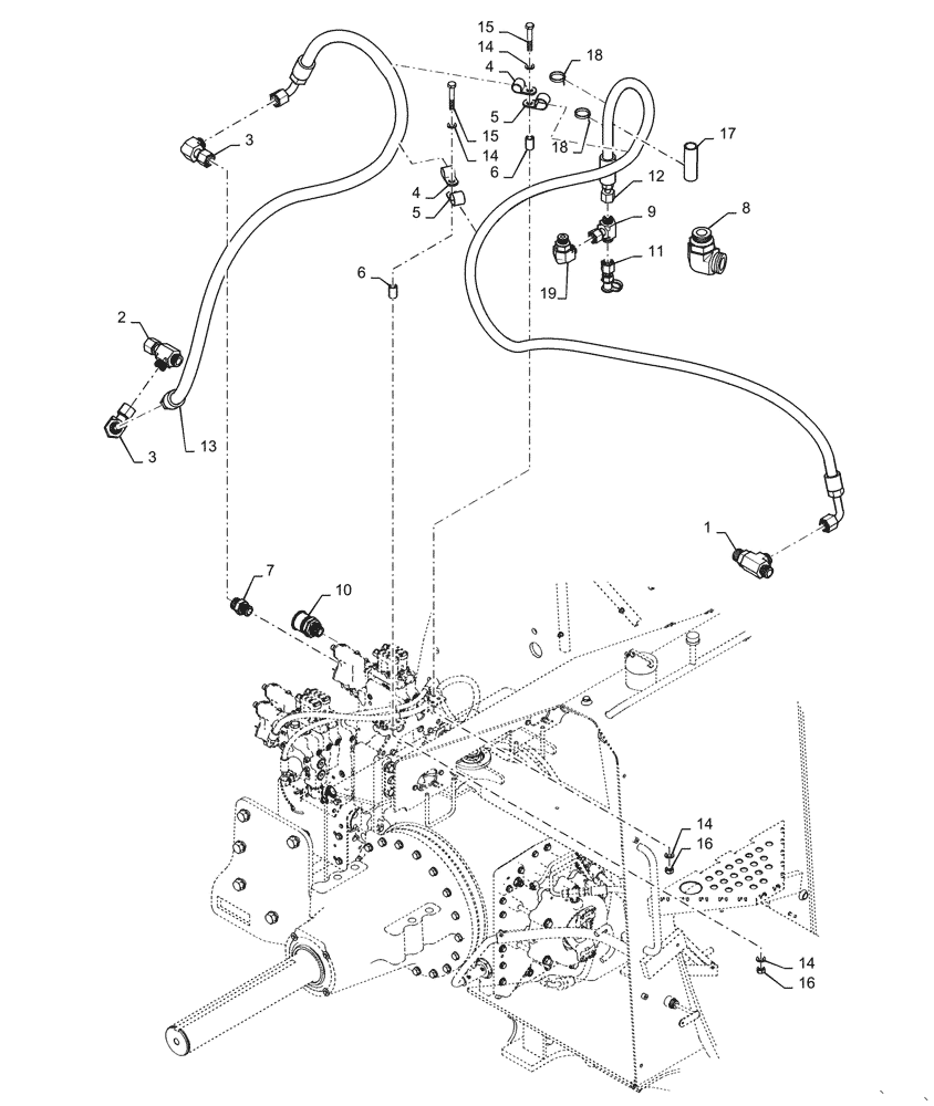 Схема запчастей Case IH STEIGER 400 - (33.220.04) - TRAILER HYDRAULIC BRAKES - HYDRAULIC LAYOUT (33) - BRAKES & CONTROLS