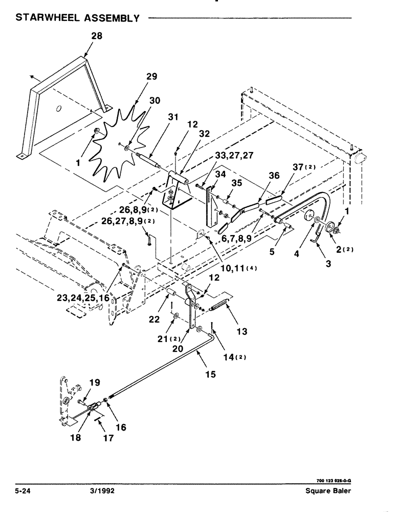 Схема запчастей Case IH 8570 - (5-24) - STARWHEEL ASSEMBLY (13) - FEEDER