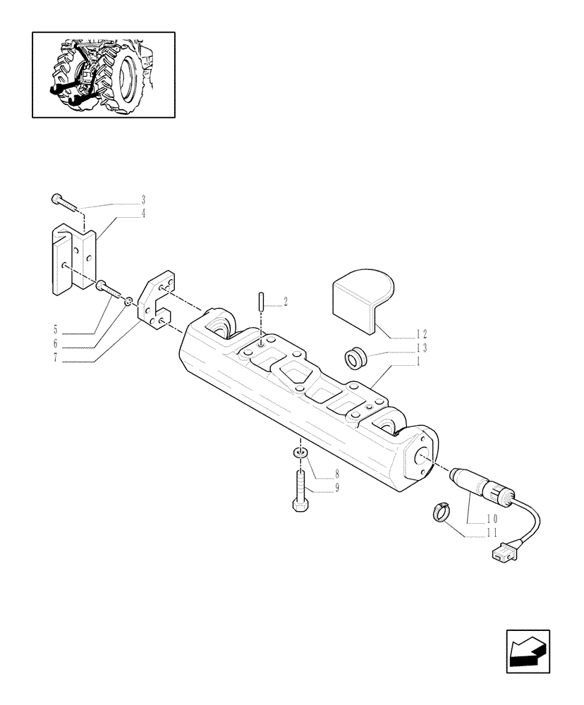 Схема запчастей Case IH MXU115 - (1.89.6/09[01]) - (VAR.484-790) RIGHT-HAND TIE ROD AND ADJUSTABLE HYDRAULIC STRUT - IMPLEMENT CONNECTOR DEVICE (09) - IMPLEMENT LIFT