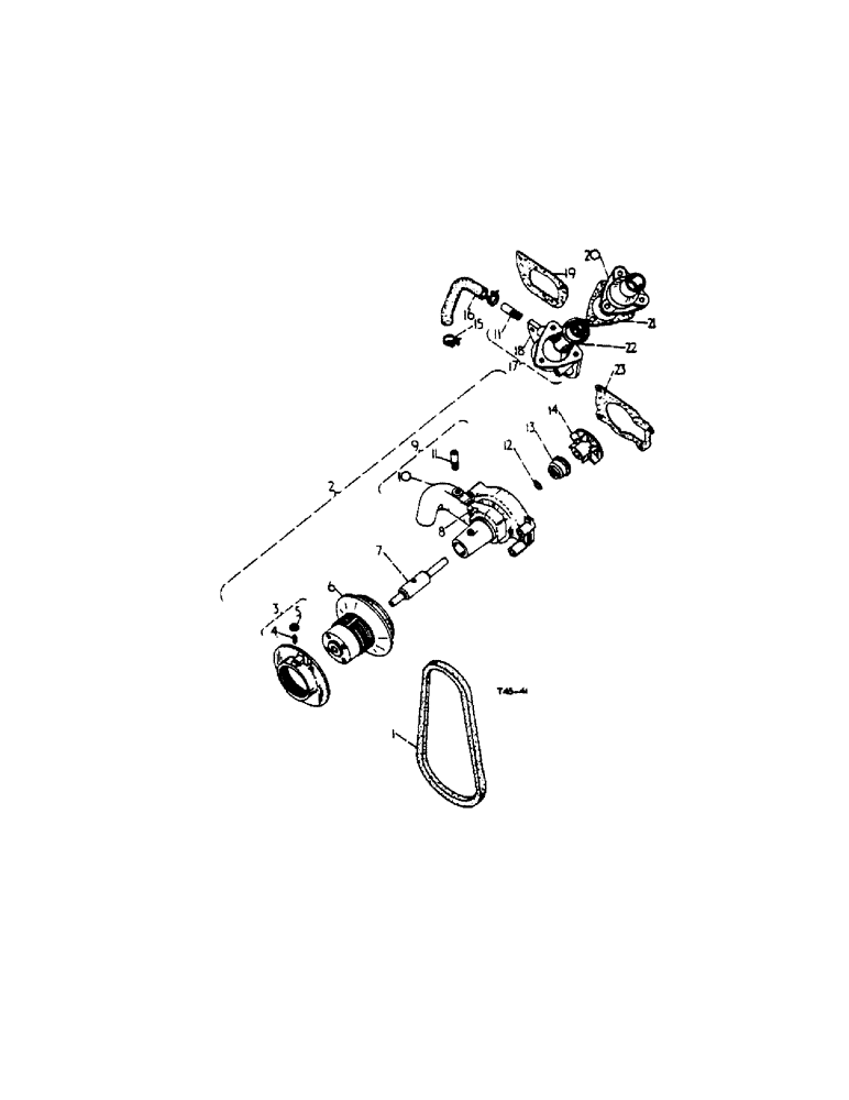 Схема запчастей Case IH 434 - (1-18) - WATER PUMP AND THERMOSTAT HOUSING - DIESEL ENGINE (02) - ENGINE