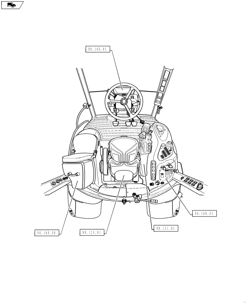 Схема запчастей Case IH PUMA 130 - (90.000.00[03]) - PICTORIAL INDEX - PLATFORM, CAB, BODYWORK AND DECALS (90) - PLATFORM, CAB, BODYWORK AND DECALS
