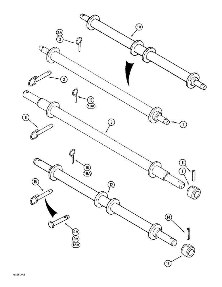 Схема запчастей Case IH 184 - (9-08) - HITCH SPINDLES 