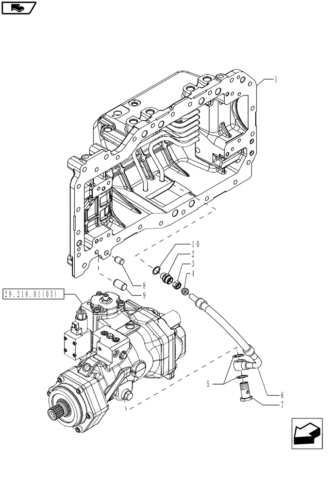Схема запчастей Case IH MAGNUM 210 - (29.218.01[02]) - TRANSMISSION, HYDROSTATIC PUMP, COVER, WITH CONTINUOUSLY VARIABLE TRANSMISSION (29) - HYDROSTATIC DRIVE