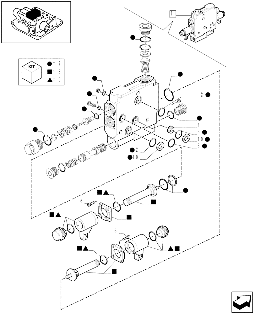 Схема запчастей Case IH MXM155 - (1.82.7/ D) - REMOTE CONTROL VALVE BREAKDOWN (EDC VALVE) - D5504 (07) - HYDRAULIC SYSTEM