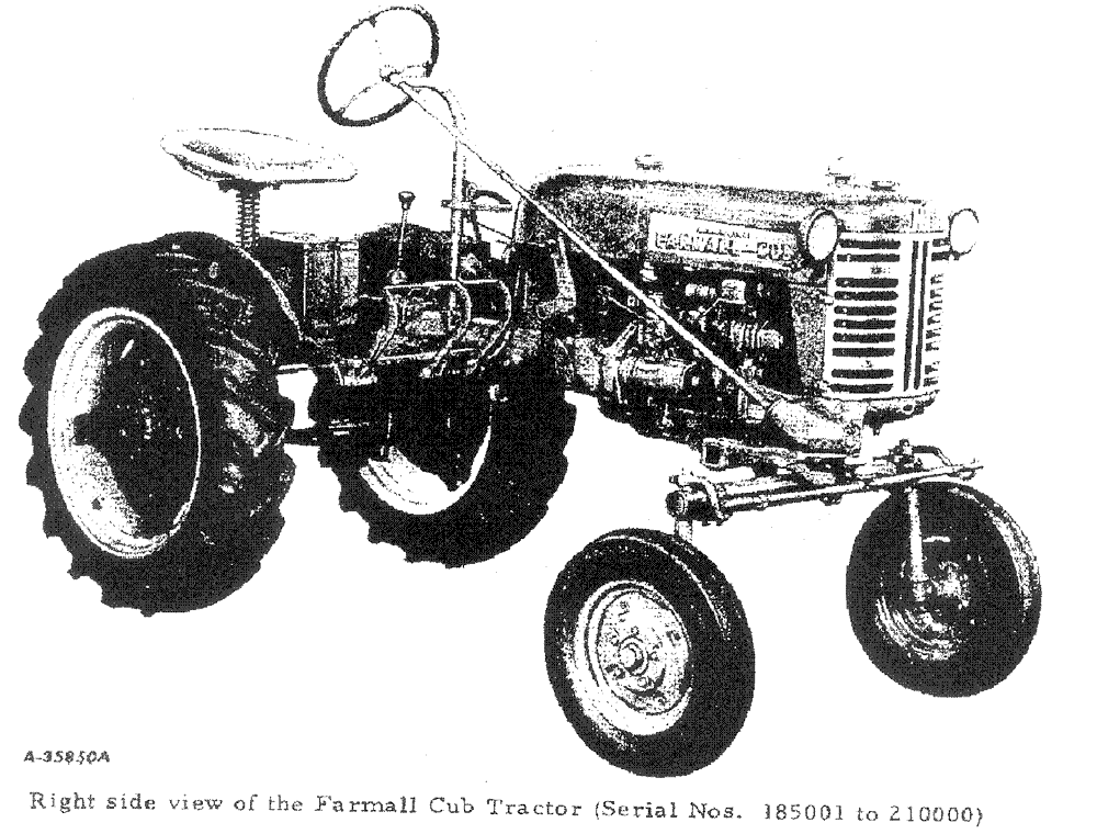 Схема запчастей Case IH FARMALL CUB - (01-07[A]) - INTRODUCTION - RIGHT SIDE VIEW OF THE FARMALL CUB TRACTOR, SERIAL NO. 185001 TO 210000 (00) - GENERAL