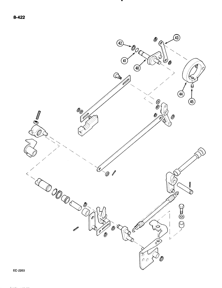 Схема запчастей Case IH 885 - (8-422) - DRAFT CONTROL LINKAGE IN REAR FRAME (CONTD) (08) - HYDRAULICS