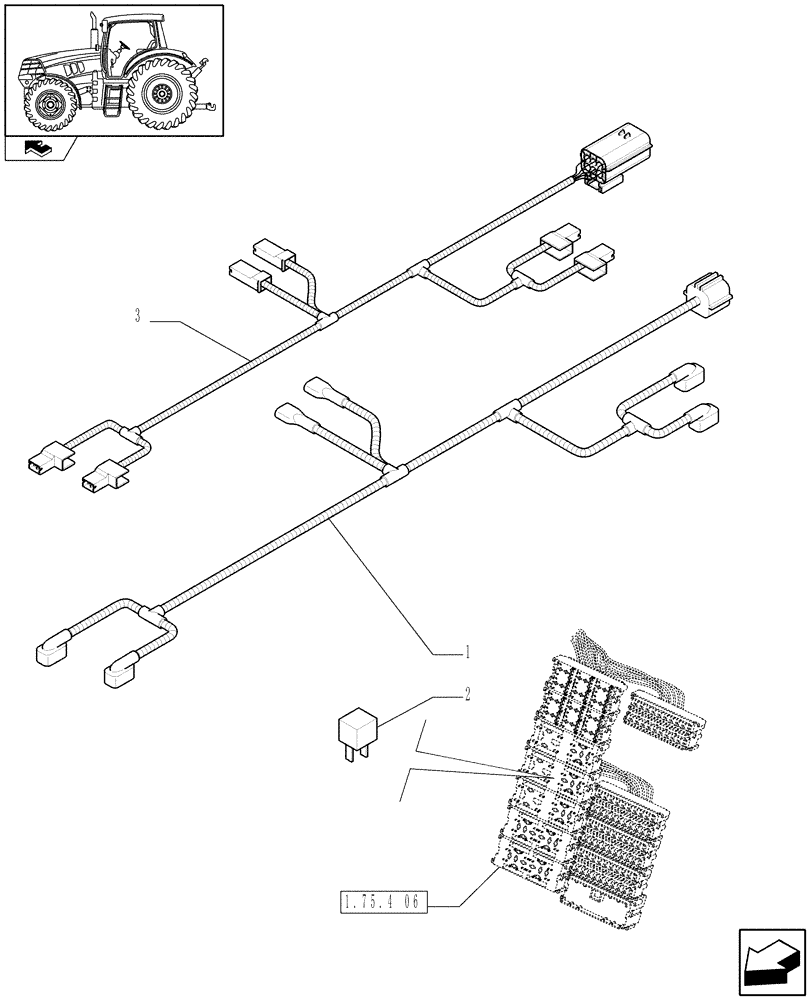 Схема запчастей Case IH PUMA 125 - (1.75.4/01) - HYDRAULIC TRAILER BRAKE HARNESS (VAR.331723) (06) - ELECTRICAL SYSTEMS