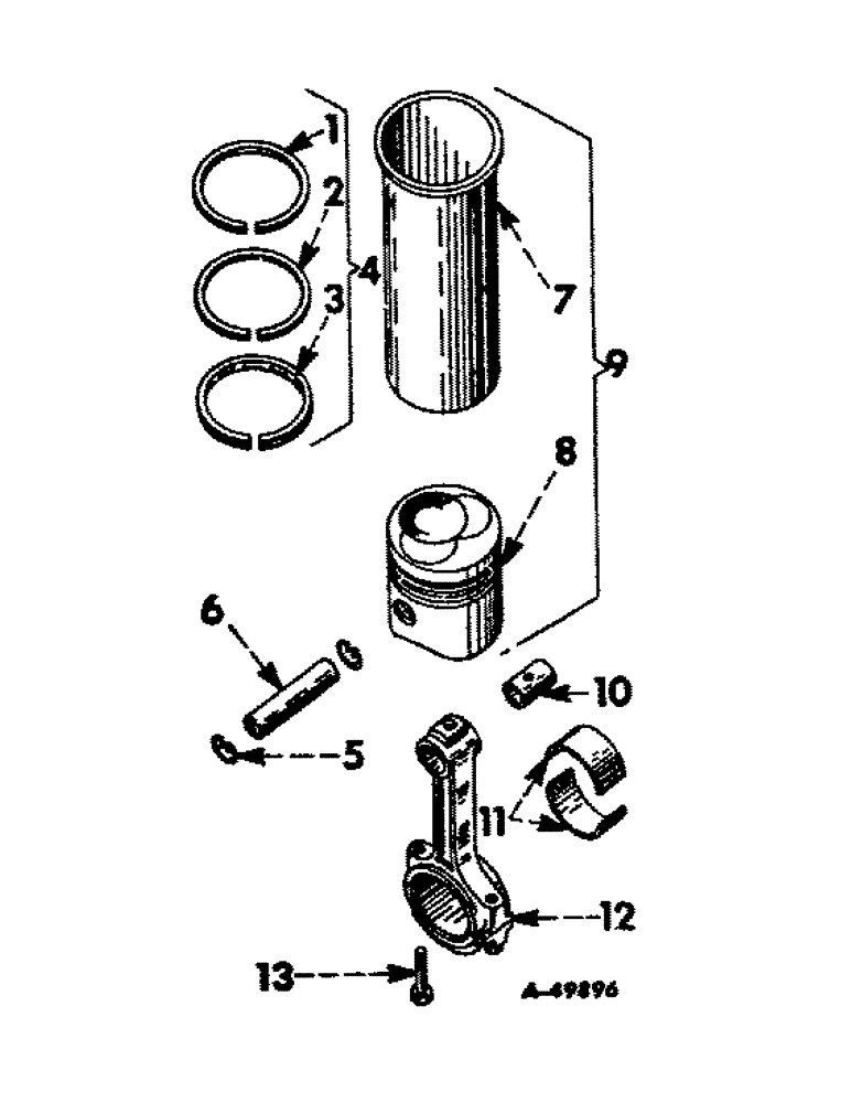 Схема запчастей Case IH D-188 - (C-03) - CONNECTING RODS AND PISTONS 