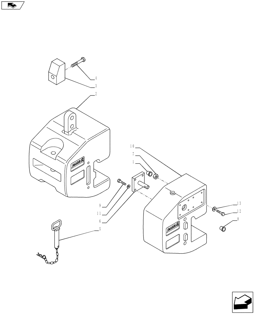 Схема запчастей Case IH PUMA 200 - (37.140.0201[01]) - WEIGHT PACKAGE - FRONT WEIGHTS (VAR.728593; VAR.729068 / 743635) - C7196 (37) - HITCHES, DRAWBARS & IMPLEMENT COUPLINGS