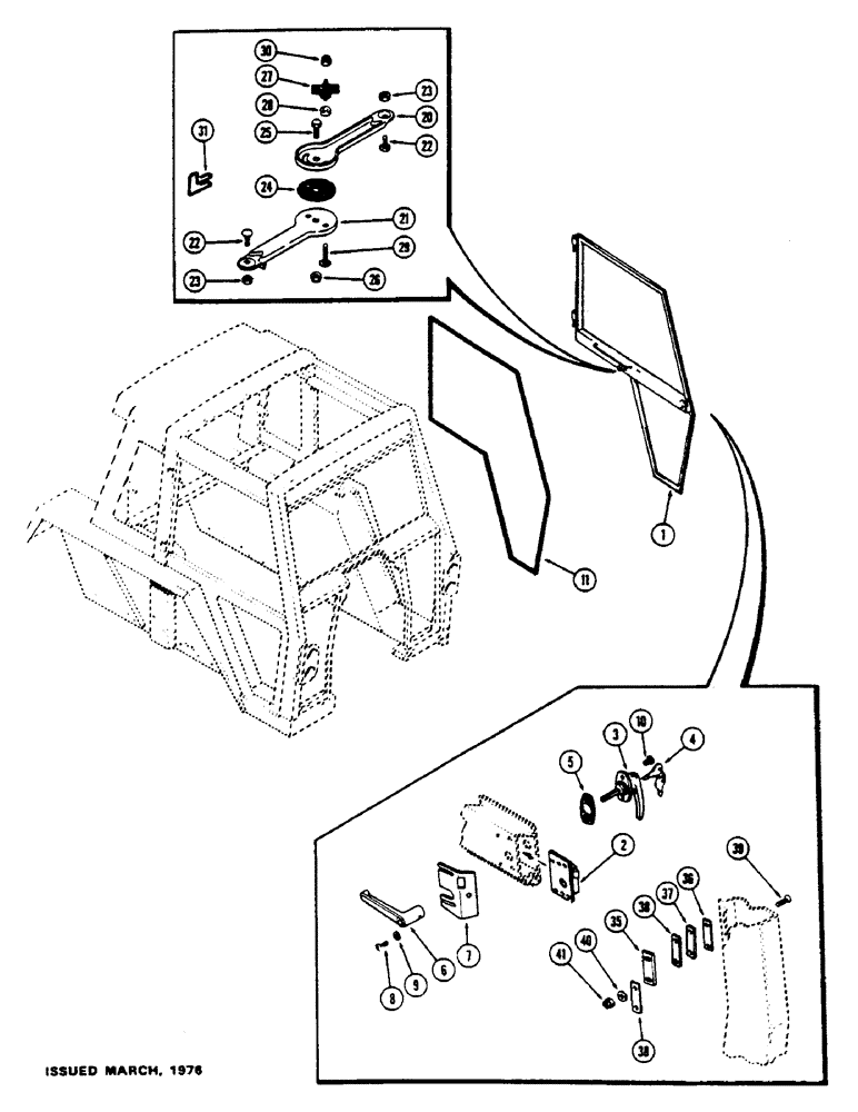 Схема запчастей Case IH 1175 - (245A) - CAB, DOOR, USED CAB SERIAL NUMBERS 7814176 TO 7821251 (09) - CHASSIS