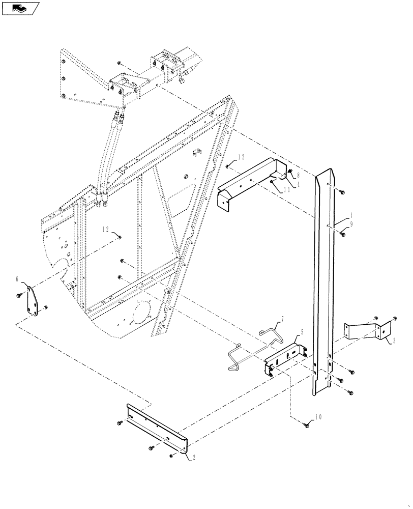 Схема запчастей Case IH 6130 - (90.105.08[03]) - SUPPORT AND MOUNTING, LEFT HAND LATCH AND STRUT (90) - PLATFORM, CAB, BODYWORK AND DECALS
