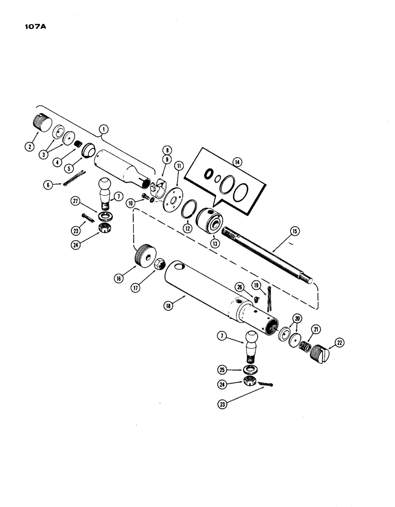 Схема запчастей Case IH 1200 - (107A) - STEERING CYLINDER (05) - STEERING