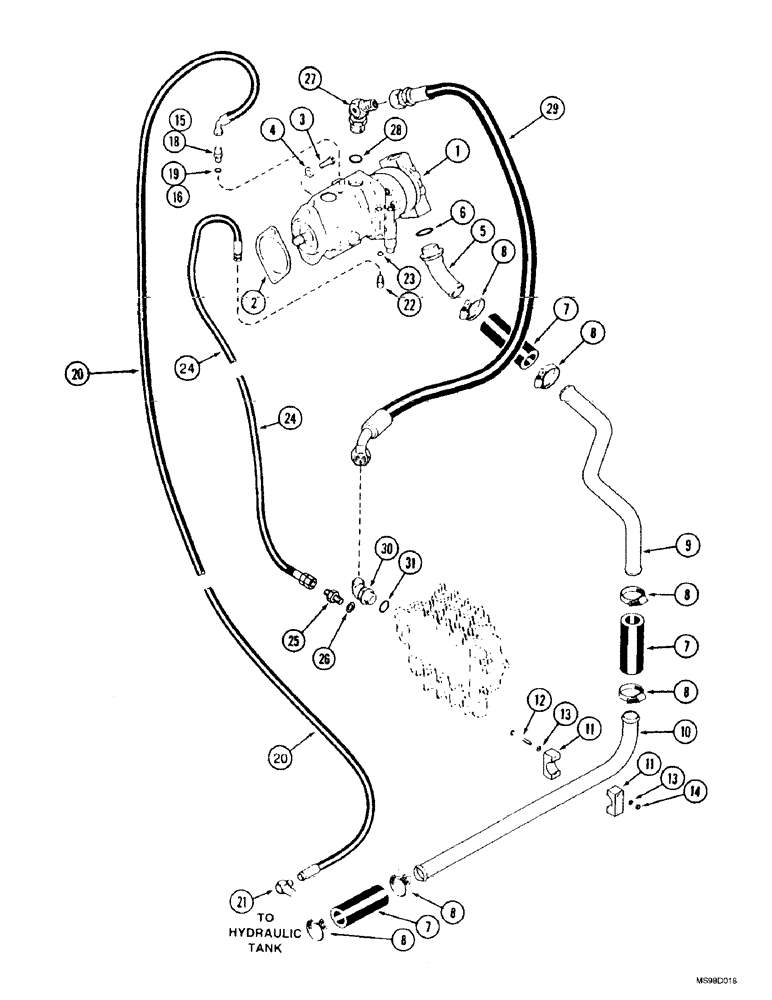 Схема запчастей Case IH 9350 - (8-04) - STANDARD HYDRAULIC SYSTEM, PUMP TO RESERVOIR, ROW CROP SPECIAL TRACTOR (08) - HYDRAULICS
