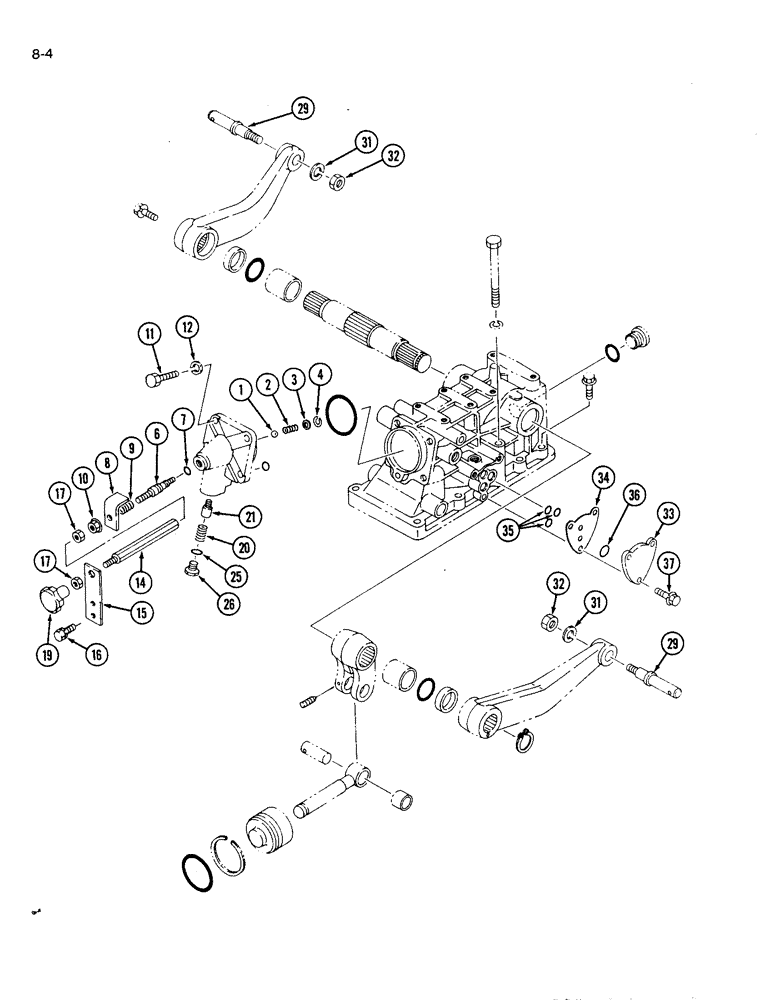 Схема запчастей Case IH 1120 - (8-04) - HYDRAULIC LIFT, HITCH SYSTEM (08) - HYDRAULICS