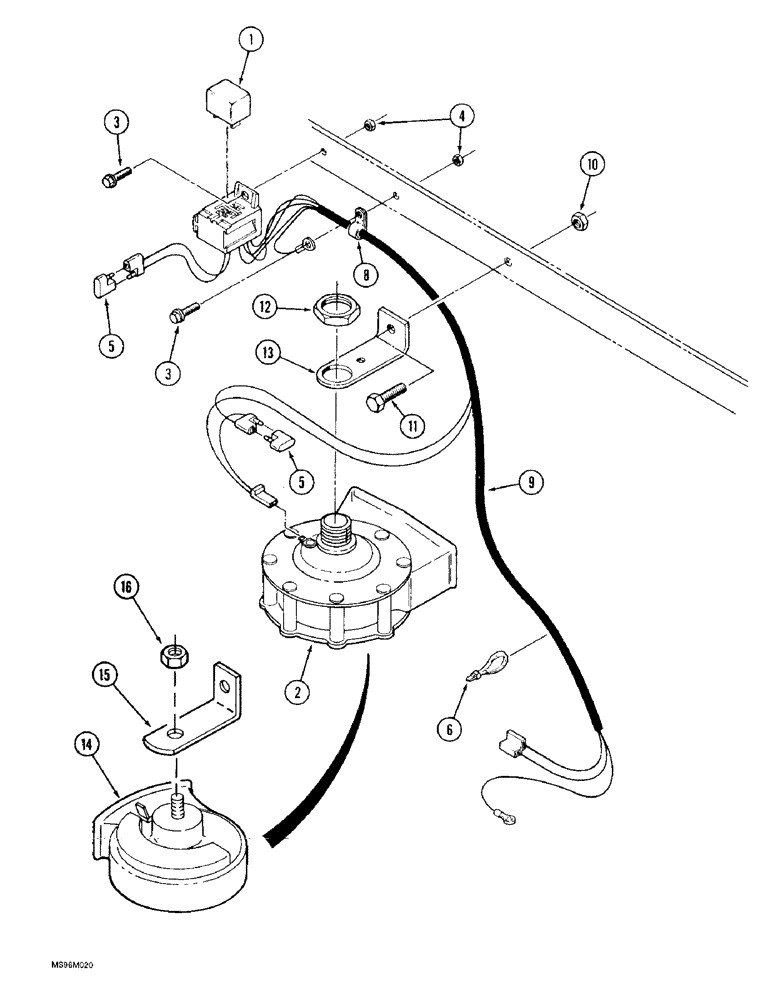 Схема запчастей Case IH 9330 - (4-064) - HORN AND MOUNTING (04) - ELECTRICAL SYSTEMS
