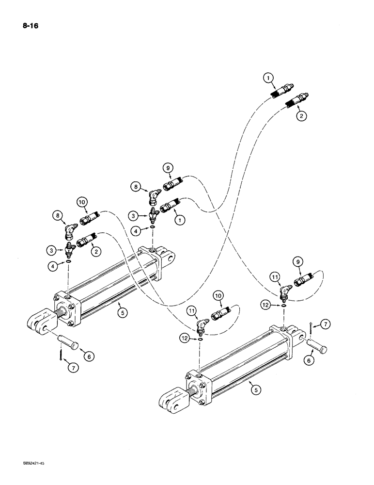 Схема запчастей Case IH 780 - (8-16) - TRANSPORT LIFT HYDRAULIC CIRCUIT, DUAL TIE-BOLT TYPE CYLINDER (08) - HYDRAULICS