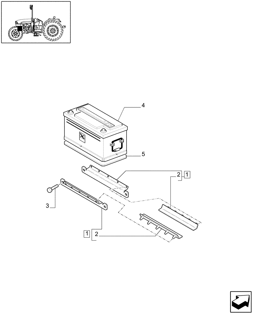 Схема запчастей Case IH JX1070C - (1.74.1) - BATTERY MOUNTING (06) - ELECTRICAL SYSTEMS
