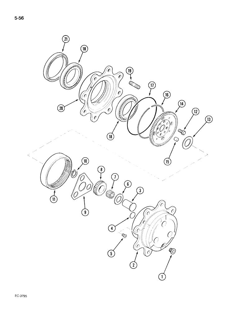 Схема запчастей Case IH 395 - (5-056) - MECHANICAL FRONT DRIVE "CARRARO", PLANETARIES (05) - STEERING